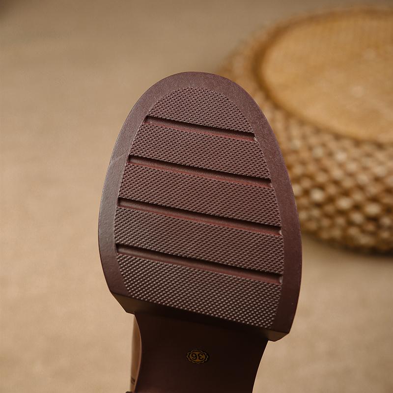 Qirui shoes Thick-soled Chelsea boots, leather inside and outside, simple and elegant