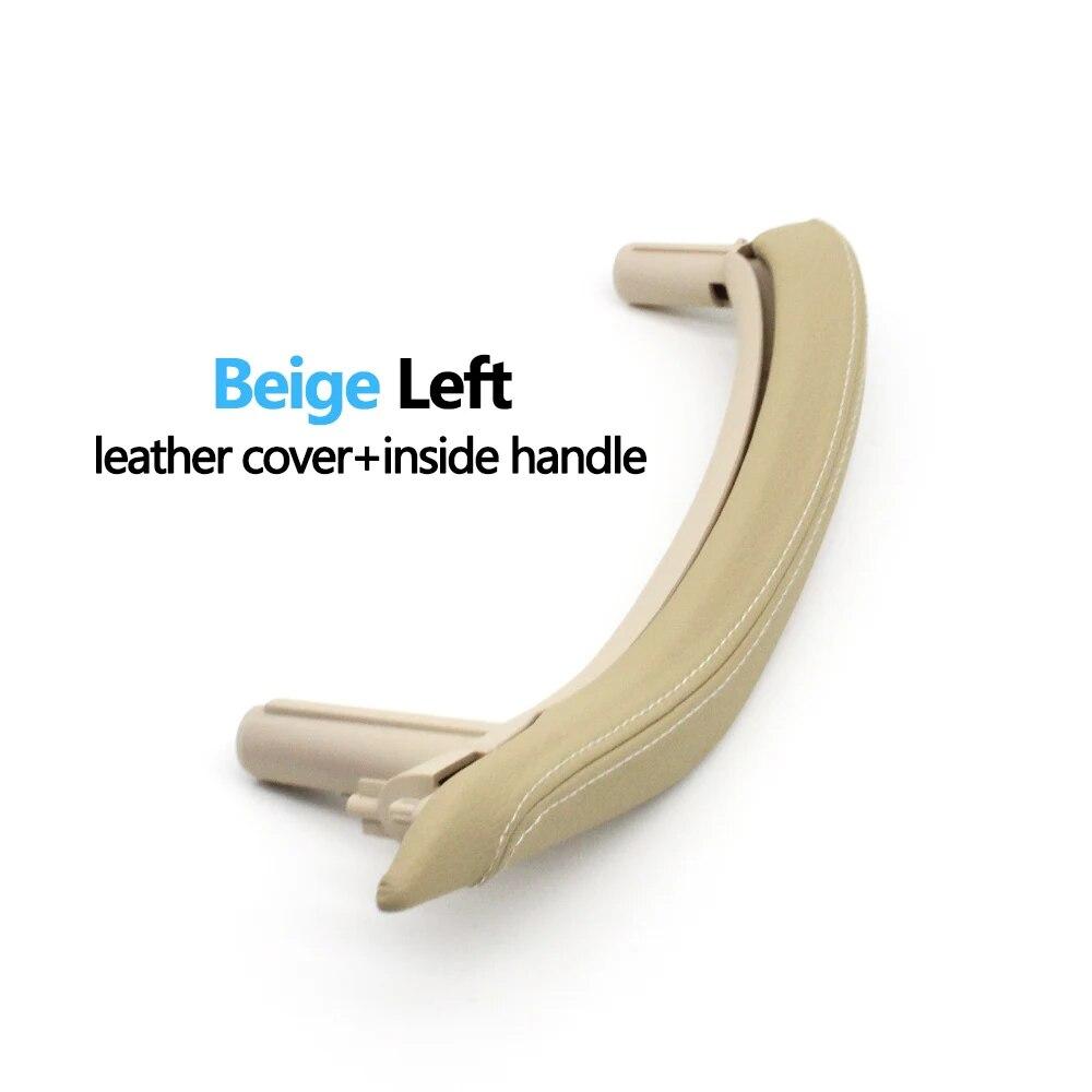 Car Front Rear Passenger Doors Pull Handle Trim With Leather Outer Cover For BMW X5 X6 F15 F16