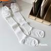 Lazy Style Over-the-Knee Women's Socks: Autumn/Winter White & Grey Scrunch, Thigh-High, Calf Boot Socks, Cotton, Japanese JK Style.