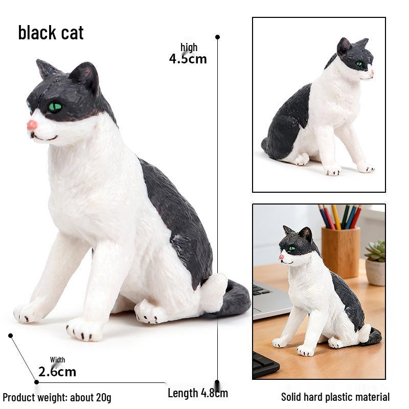 Realistic Black & White Cat Model: Children s Cognitive Toy and Ornament