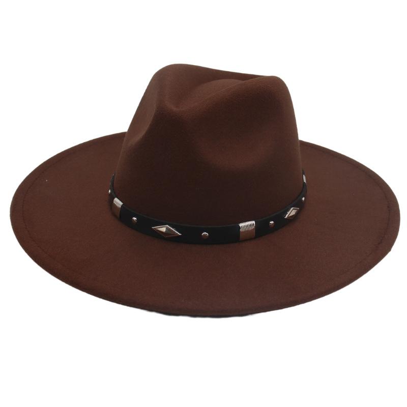 Big Brim Rhombus Metal Belt Accessories Jazz Hat Men'S And Women'S British Style Top Hat