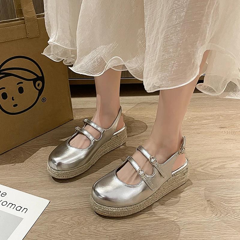 Shoes Female 2025 Brand Closed Toe Women's Sandals Buckle Strap Casual Sandals Women Summer Belt Buckle Shoes for Women