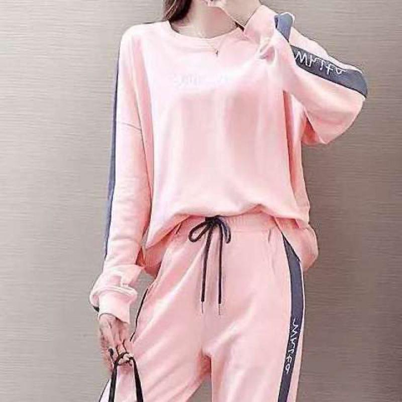 Große Größe Lässiger Mode-Sportanzug für mollige Mädchen, Koreanische Version, Locker, Schlank und Vielseitig, Zweiteiliges Set