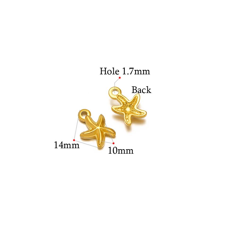 5 Stück Gold Seestern Muschel Anhänger für DIY Schmuck Zubehör Edelstahl Halsketten Anhänger Armbänder Zubehör Ohrringe Herstellung