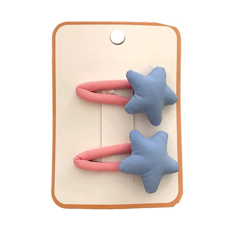 Star Snap Hair Clip Y2K Non-slip Colorful Hair Barrettes Metal Sponge Star Shaped Hairpins Cute Hair Clip for Teen