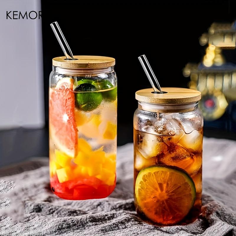 1/4PCS Transparent Bubble Tea Cup Cup With Lid and Straw Iced Americano Glass Beer Can Milk Mocha Cups Breakfast Mug Drinkware