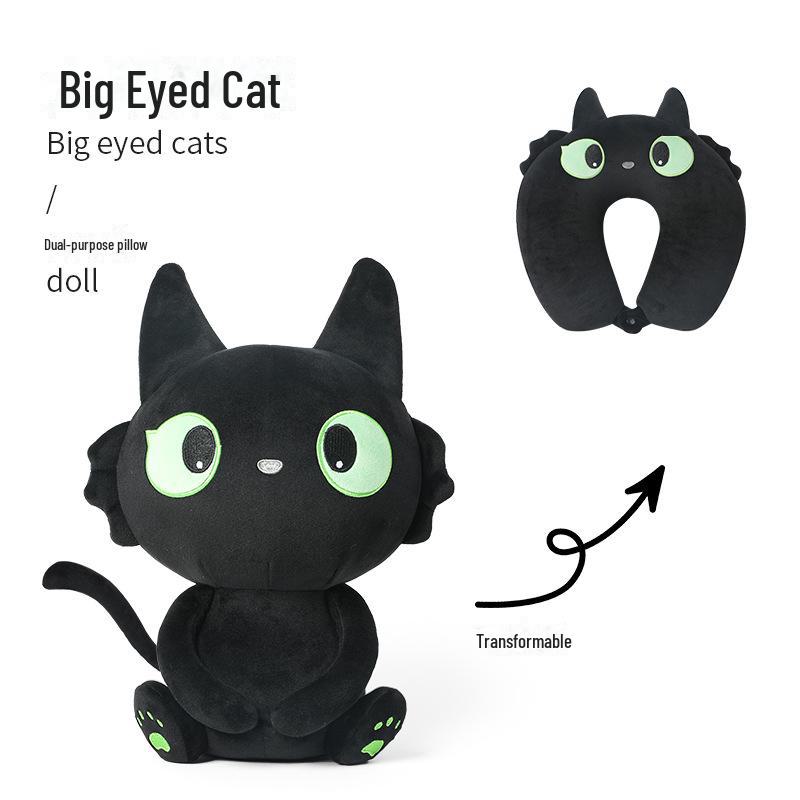 Polštář na krk ve tvaru U s kapucí řady Black Cat do kanceláře i na cesty