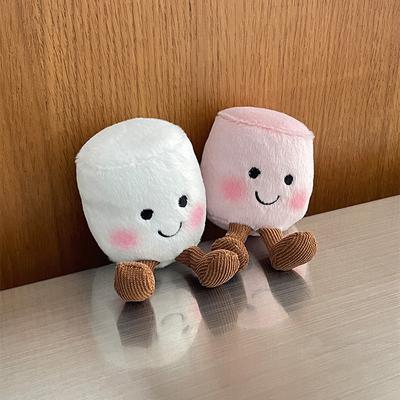 Cute Two-Color Marshmallow Plush Toy Keychain Cartoon Soft Stuffed Doll Pendant Car Key Ring Backpack Bag Decor Kid Gift
