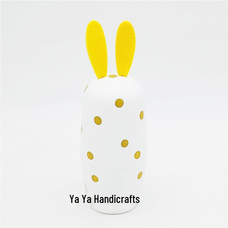 Four-Layer White Rabbit Russian Nesting Dolls - Christmas Birthday Gift, Kindergarten Teaching Aids, Wooden Crafts Ornaments