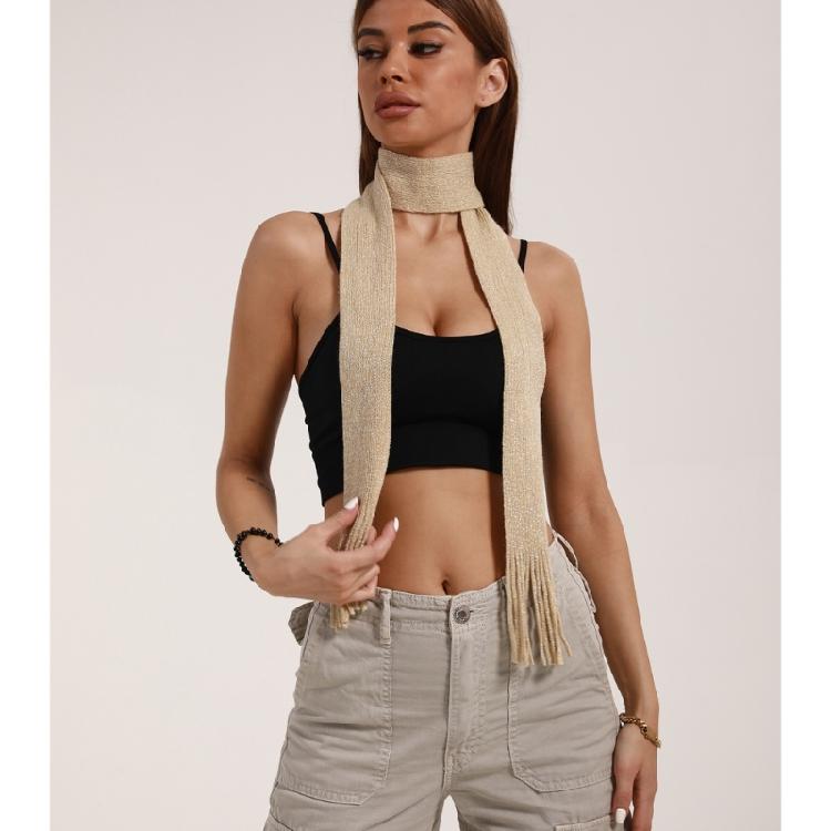 Women Skinny Scarf Thin Choker Belt Blingbling Long Tie Scarf Bag Handle Wrap
