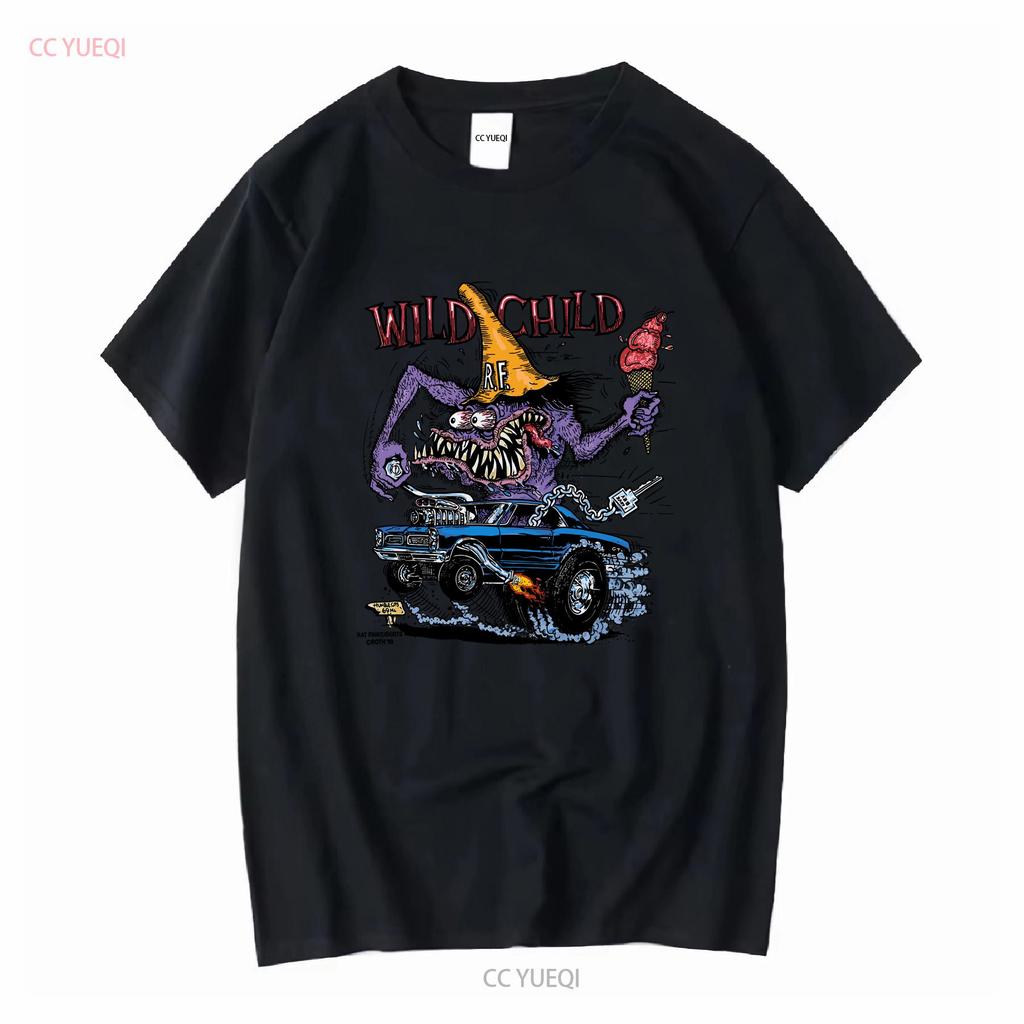 Wild Child Ratfink T Shirt White Print Front H1509 Vintage Washed Comfortable Top For Everyday Wear Slightly Casual Breathable