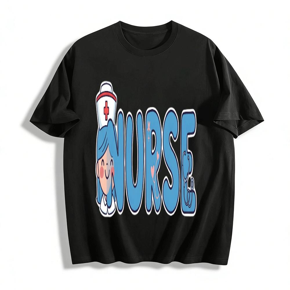 Cute Nurse Themed Printed Casual Top Nurse Daily Wear T-Shirt Pure cotton T-shirt XXS