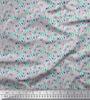 Soimoi Blue Japan Crepe Satin Fabric Dot & Candies Food Print Fabric by metre 42 Inch