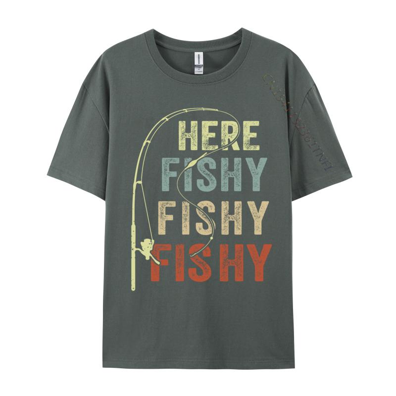 Fishing Here Fishy Funny Geek Normal Man T Shirt Discount Plain Cotton Tops Shirt Print Sweatshirts Wholesale