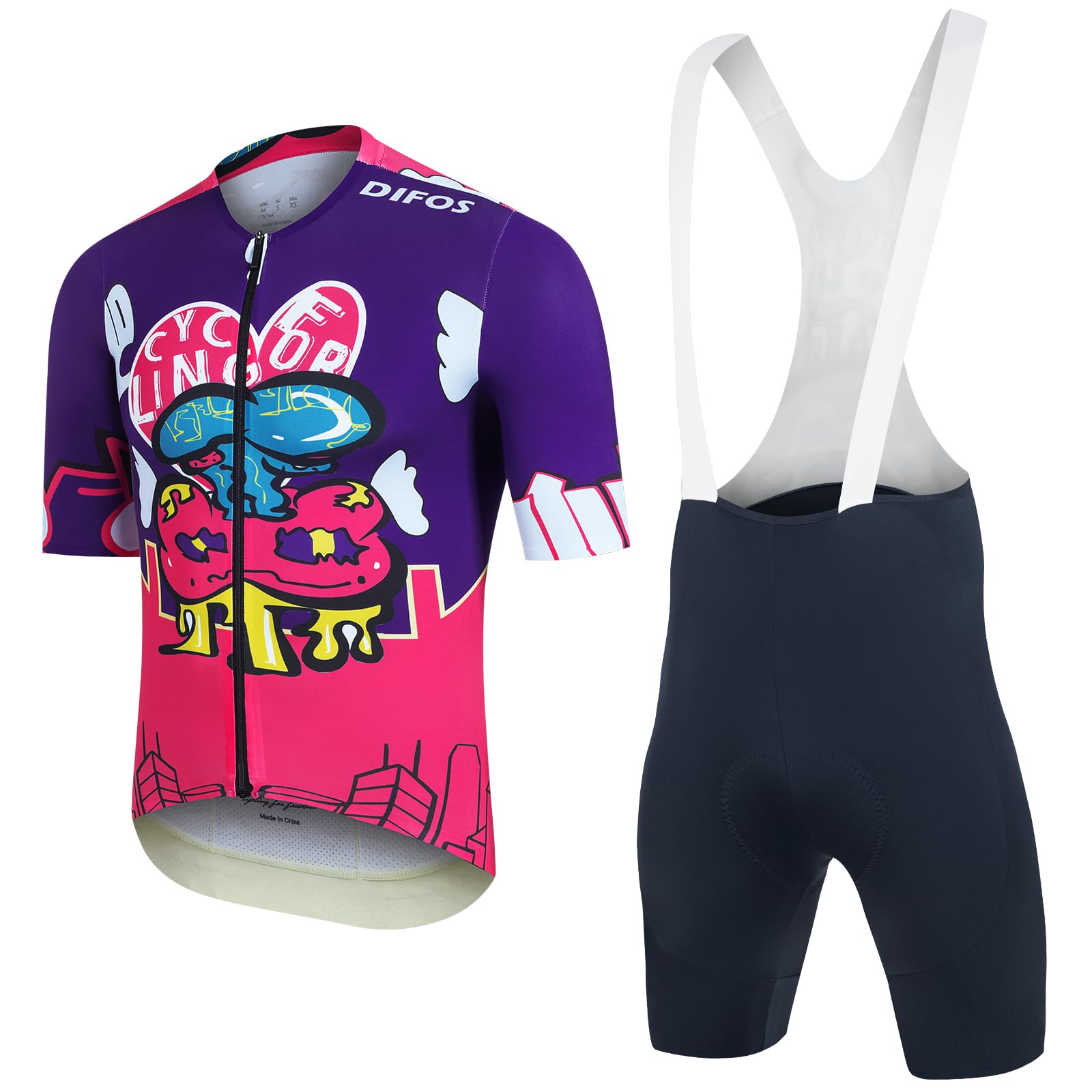 

DIFOS Cycling Jersey and Bib Pants Short Road Bike 4D Reflective Professional Size L Men s Set, Sleeve, Spring/Summer Wear, Padded, Sweat-Wicking, розовый