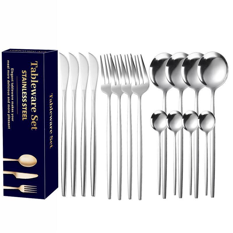 16/24Pcs Gold Stainless Steel Tableware Food Safe Durable Perfect For Home Kitchen Restaurant Party Use