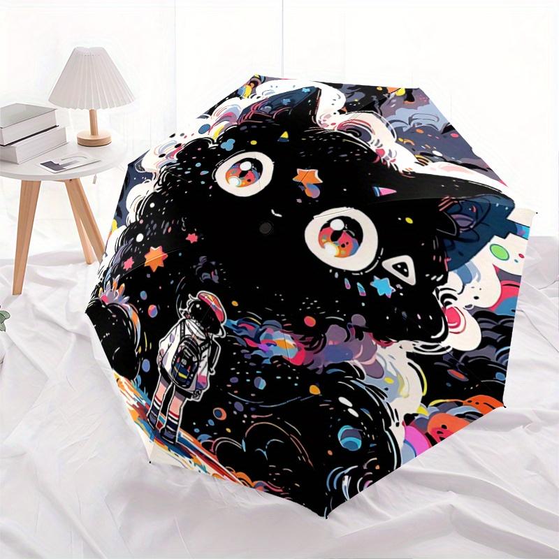 

1pc Giant Colorful Black Cat Pattern Umbrella, Fashionable, Personalized, High-Value Folding Umbrella, a Must-Have for Summer, 8-Rib Durable Iron Fram