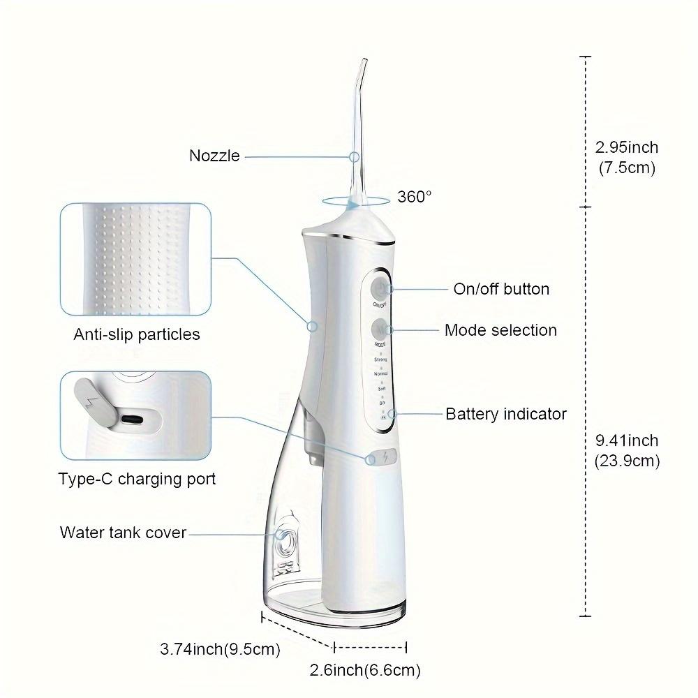 Portable Cordless Water Flosser 4 Cleaning Modes USB Rechargeable 1500mAh Lithium Battery Dental Flosser for Teeth Cleaning Oral Irrigator
