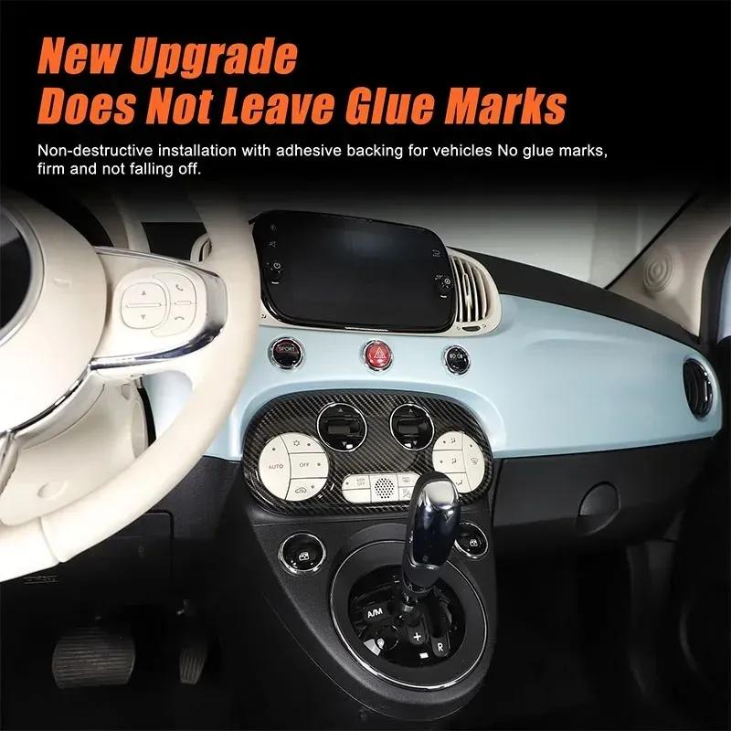 For Fiat 500 2016-2024 ABS Carbon Fiber Car Air Conditioning Adjustment Switch Button Frame Cover Interior Car Accessories