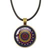 Klassische Lebensblume Seilkette Glasanhänger Halsketten Mandala Elegante und komplexe Muster Halsketten Damen Cabochon Schmuck