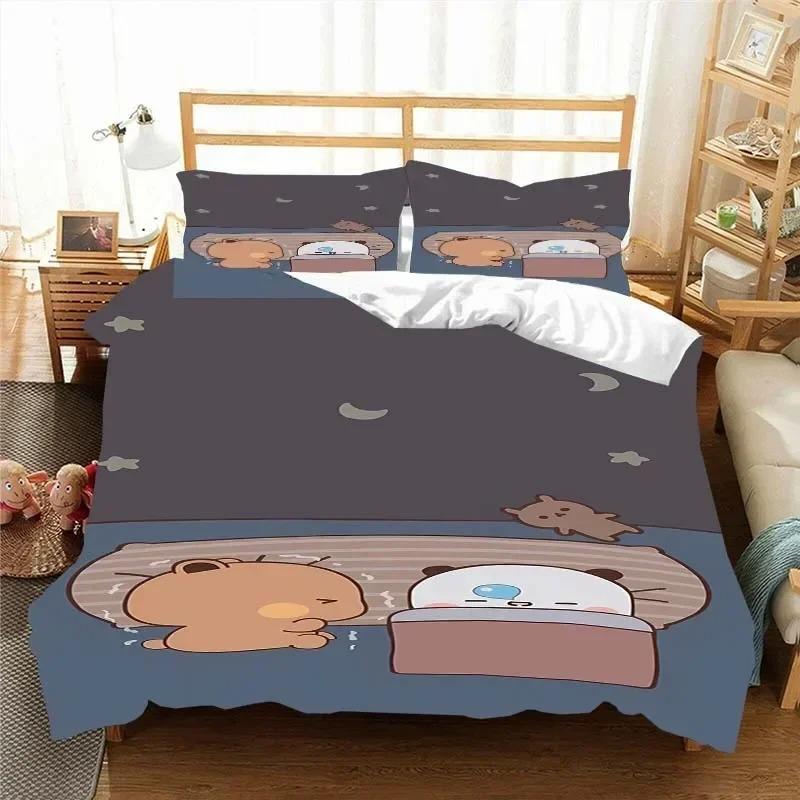 Kawaii Bubu and Dudu 3D Printing Anime Bedding Set Duvet Cover Comforter Bed Single Twin Full King Queen Size Bedding Set Kids