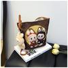 Korean Cartoon Labubu Crossbody Canvas Women's Bag Large Capacity Student Commuting To Class Embroidered Shoulder Bag Bucket Bag