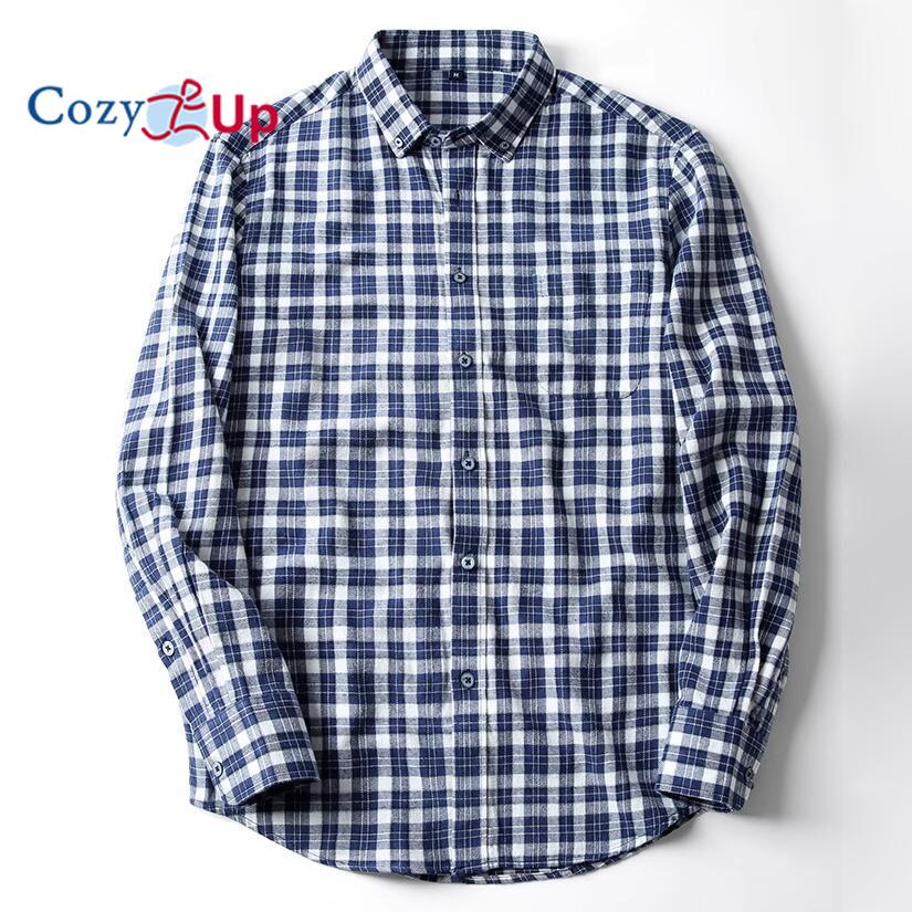 Men's Plaid Shirt - Pure Cotton Flannel, Long-Sleeved, Button Collar, Soft, Warm, Casual