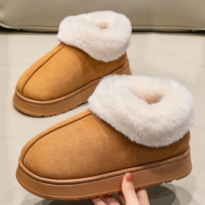 High Quality of Women's Fashion Snow Boots Fluffy Plush Faux Fur Soft Slippers Winter Indoor Comfortable Home Men's Shoes(Order A Size Up)