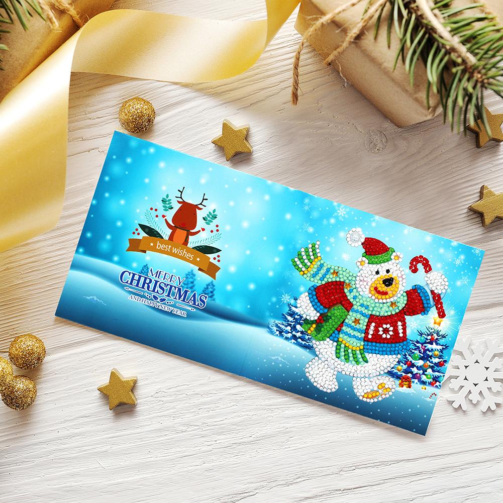 8pcs 5D DIY Diamond Painting Greeting Card Special-shaped Birthday Festival Card Santa Claus Xmas Postcards Craft Gift Christmas