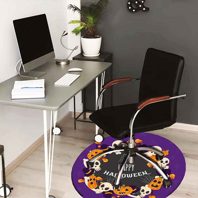 

1pc Office Carpet Chair Mats Halloween Wreath with Pumpkins and Skulls Perfect for Decorating Office Chairs, Living Rooms, Or Bedrooms.YDT116 80cm by 80cm