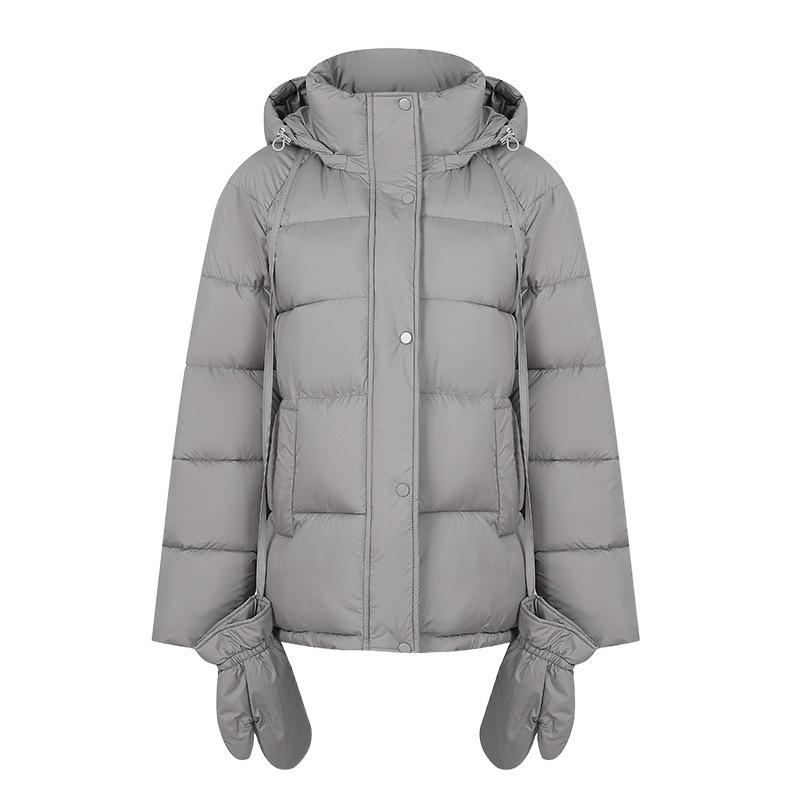 Large twill hooded cotton-padded clothes women's belt waist medium and long distribution physical stall