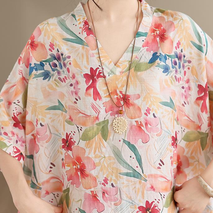 DIMANAF New 2026 Women Plus Size Summer Casual Loose Long Dress Cotton Oversize Maxi Floral Print Beach Sundress