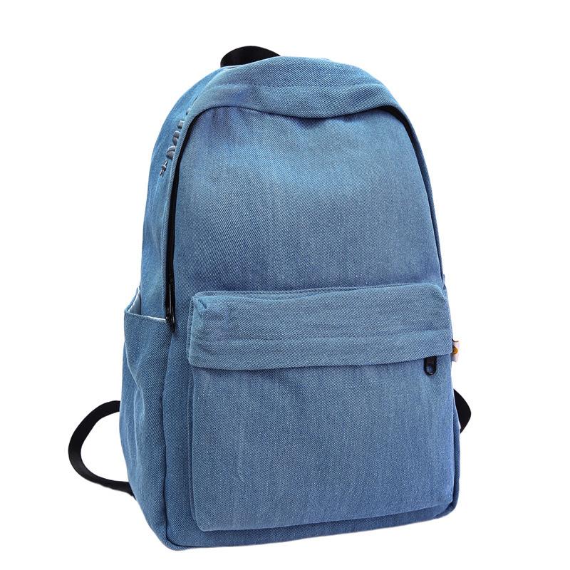 

Summer New High-value Casual Denim Solid Color Schoolbag Women s Senior high school Letter Backpack for Junior Students Small(26*13*34cm) темно-синього кольору