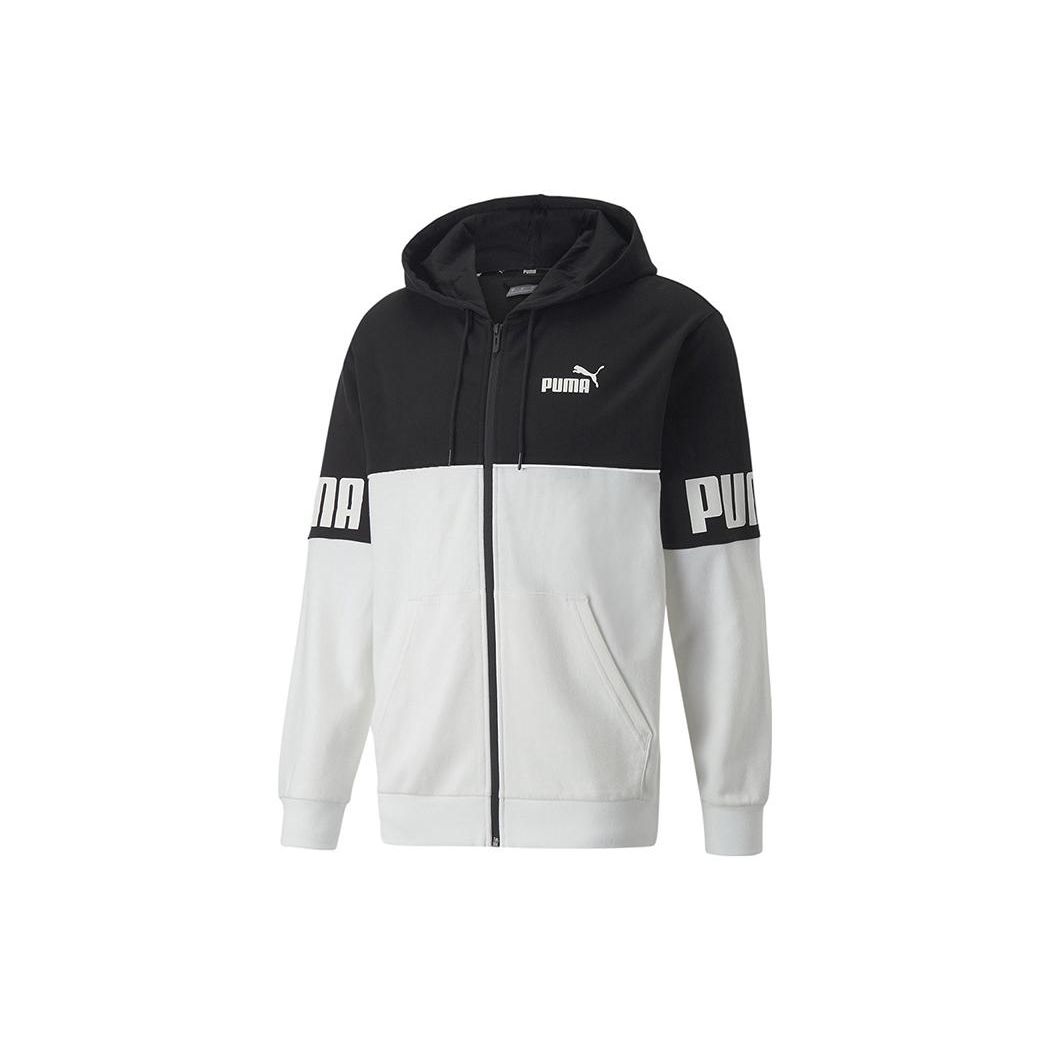 

PUMA Logo Print Повседневная спортивная куртка на молнии с капюшоном Мужские куртки Черный Белый 673505-02 M