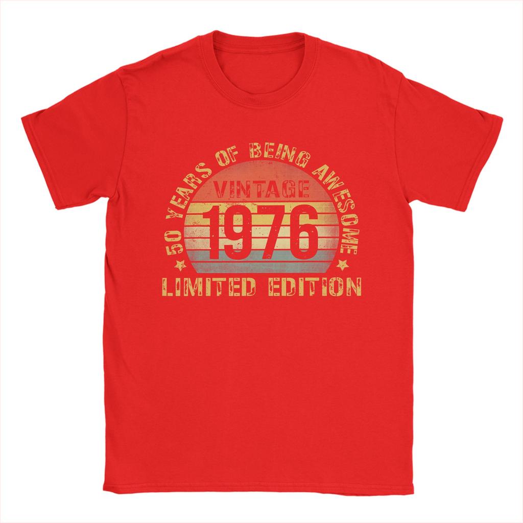 50 Birthday Decorations Unisex 50yr 1976 50th Birthday T-Shirt Summer  Hip Hop T Shirts Unisex's Clothes Short Sleeve Awesome Tops