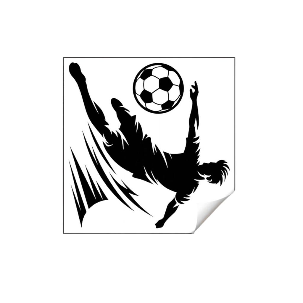 Silhouette Soccer Player Wall Decal for Living Room School Sports Event Theme Removable Vinyl Art Sticker Home Decoration