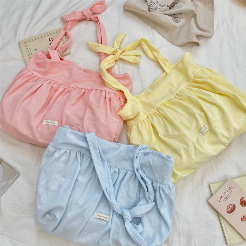 Pleated Buckle Shoulder Strap Shoulder Bag Design Canvas Bag Women's Shopping Commuter Bag