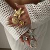 DIEZI 3 Style Korean Big Flower Geometric Rings For Women Punk Vintage Fashion Gold Color Geometric Knuckle Joint Ring Jewelry