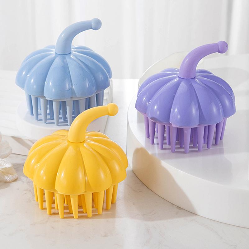 1 Stück Kürbisform Shampoo Kopfhaut Massagebürste Silikon Körperbürste Haarwaschkamm Bade Spa Duschmassage Haarbürste