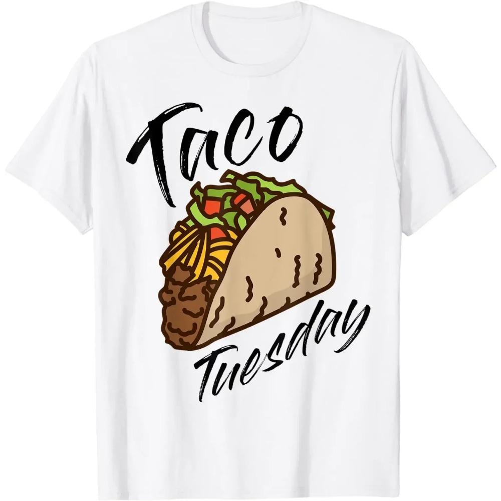 

Классическая футболка TACO TUESDAY Tacos Мужские футболки Мужская одежда Hombre Эстетичная футболка оверсайз Хлопок Повседневные футболки XXXXXL чёрный