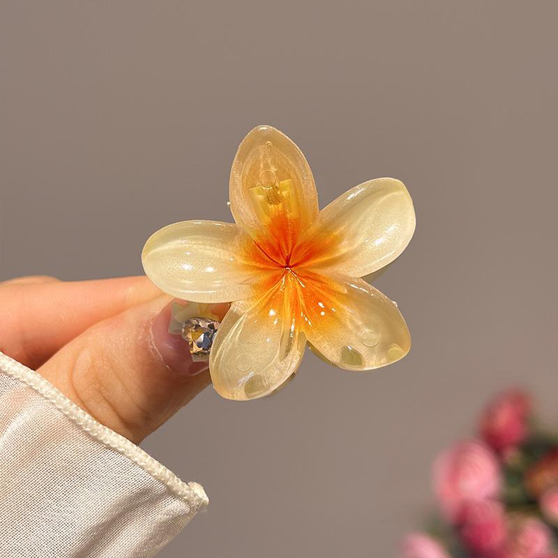 6Pcs Hawaiian Gradient Hair Clips Flower Hair Claws Women Small Size Fashion Headwear Hairpin Crab Barrette Hair Accessories