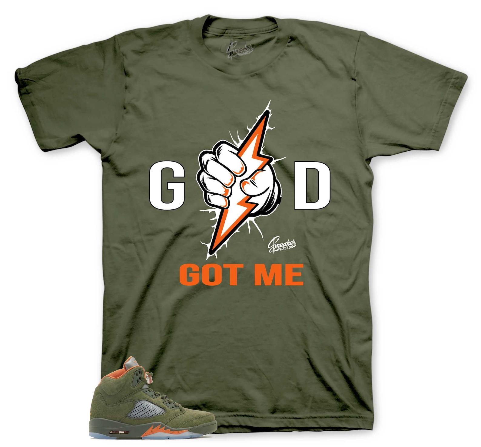 Shirts To Match Retro 5 Olive AJ5 - God Got Me Sneaker Tee XL