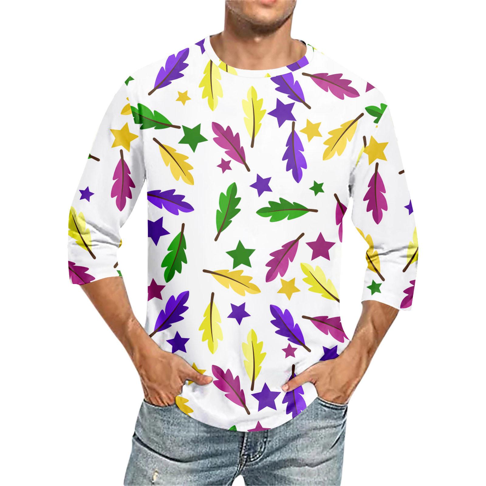 

Мужская футболка с круглым вырезом и рукавом семь четвертей, мужская повседневная свободная футболка с рукавом семь четвертей L фиолетовый