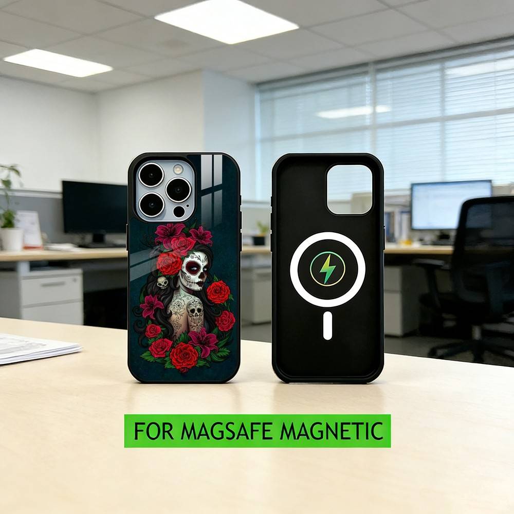 M-Mexican Catrina S-Skull  Phone Case For iPhone17,16,15,14,13,12,11 Plus,Pro Magnetic with Magsafe Wireless Charging iPhone17