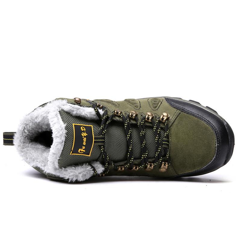 Winter Men Boots High-Top Wear-Resistant Hiking Boots Outdoor Large Size Plus Velvet Warm Boots Men Hiking Casual Sports Shoes
