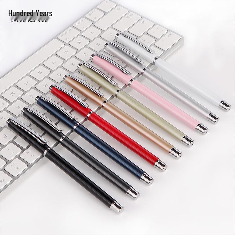 Weighted Metal Ballpoint & Fountain Pen for Office or Student Use - Black Carbon Design
