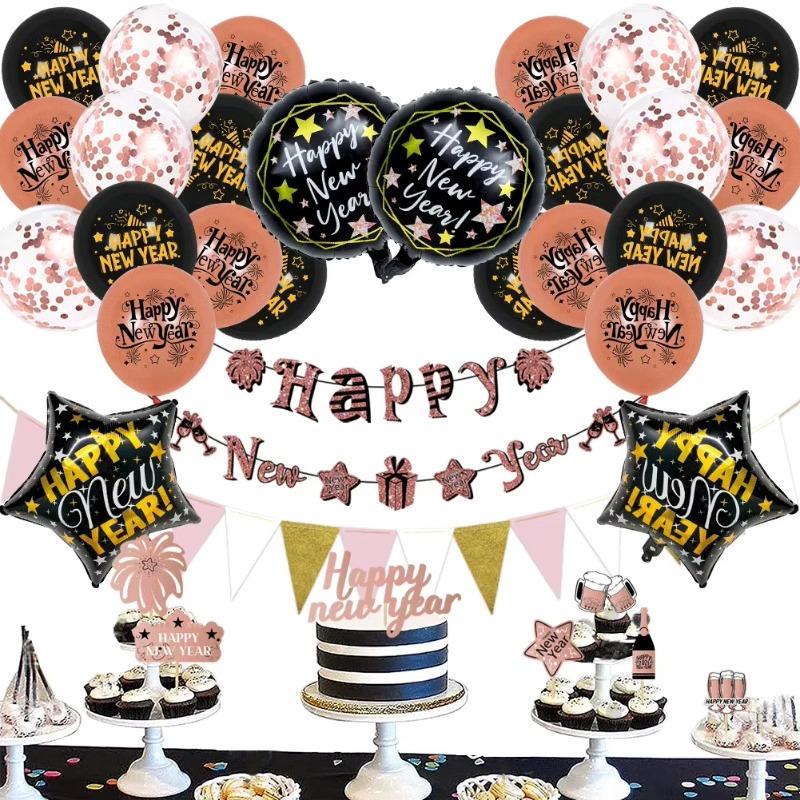 2025 Happy New Year Decorations Wine Bottle Foil Balloons Merry Christmas Decorations Party Confetti Air Ballons New Year EVE