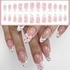 24pcs Medium False Nail Tulips Flower Bows Design Breathable Artificial Nail Easy Application ABS Material