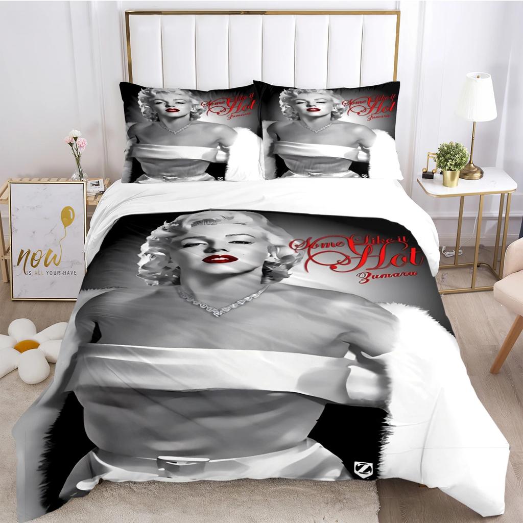 Marilyn Monroe Duvet Cover Soft Bedding Set with Pillowcases for Teens Single Double Queen King Size