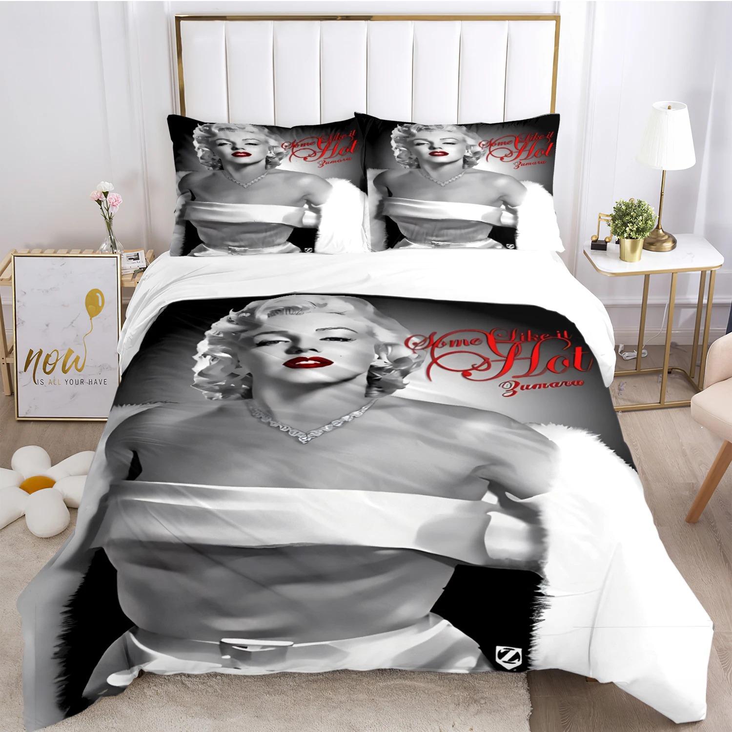 

Підковдра з Мерілін Монро, комплект постільної білизни Fear, м яка підковдра та наволочки для підлітків-хлопчиків, одномісне/двоспальне/королівське 140X200cm-2pcs